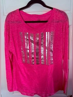 #7 NWOT VSX Neon Pink Long-Sleeve Top with Silver Foil Graphic